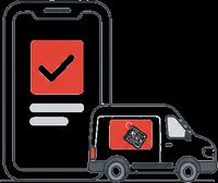 Illustratie van online een bestelbus reserveren zonder balie